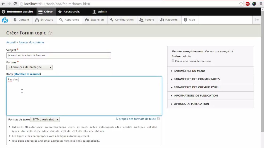 Meilleur Tuto Gratuit Drupal 8 Le Guide Du Webmaster Et Du Configurateur Creer Et Configurer Un Forum De Discussion Alphormcom