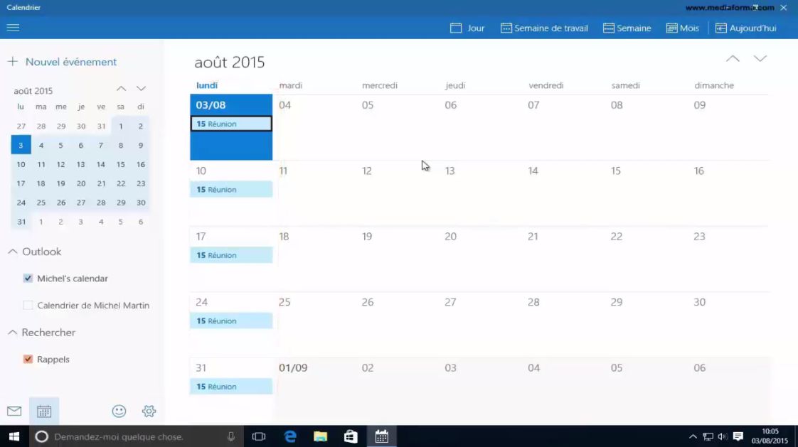 Télécharger Calendrier Windows 10 