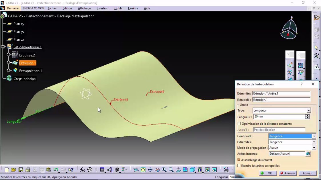 Meilleur Tuto Gratuit Catia V5 2 3 Maitriser Les Techniques Avancees Decalage D Extrapolation Alphorm Com