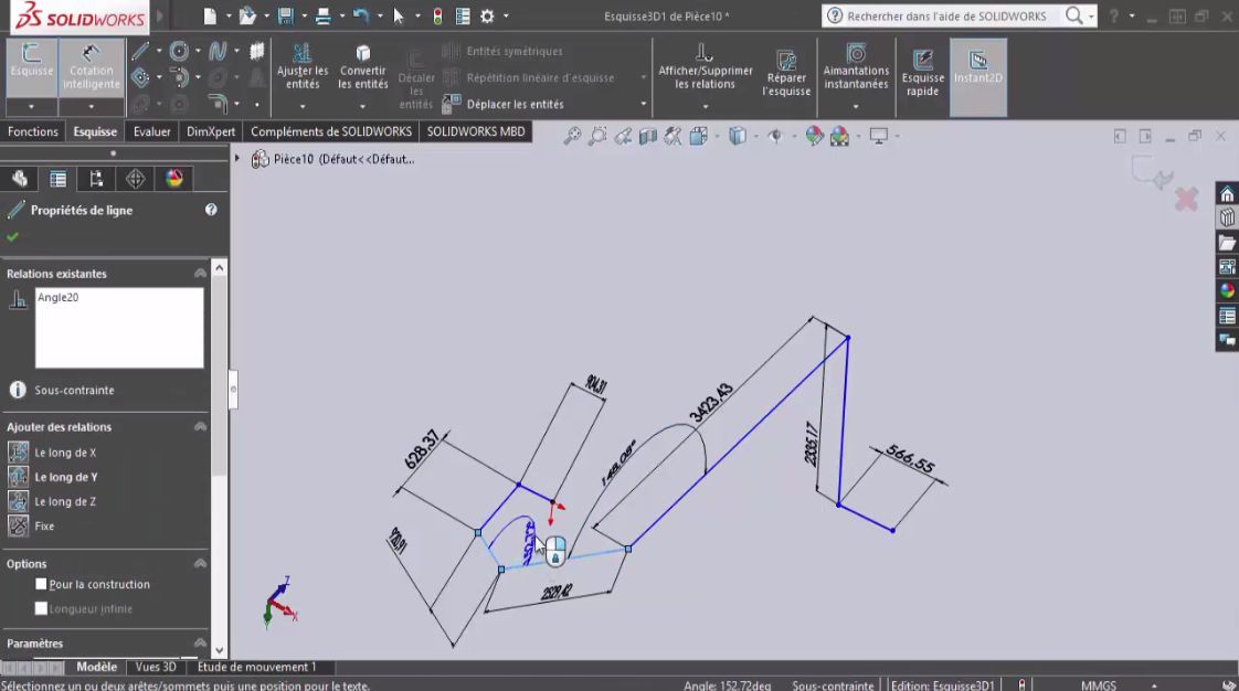 Fonction contrainte l'esquisse sur SolidWorks l A-S3D Prodways