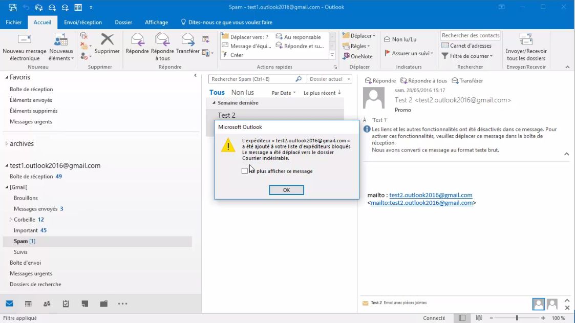 comment récupérer courrier indésirable supprimé outlook