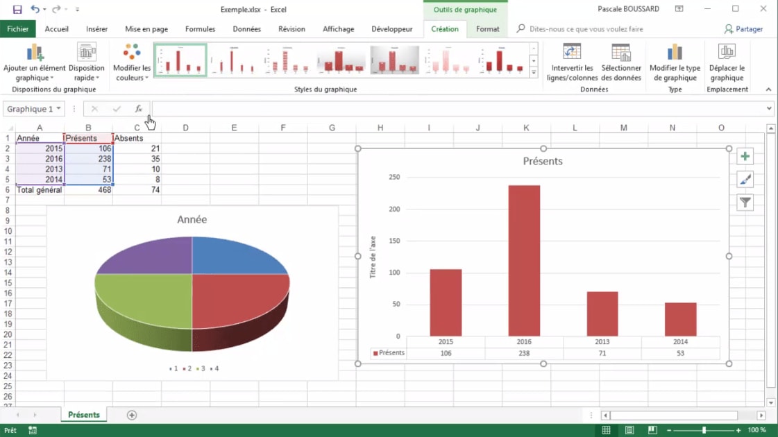 Meilleur Tuto Gratuit Excel 2016 Perfectionnement Appliquer Une Mise En Forme Predefinie Au Graphique Alphorm Com