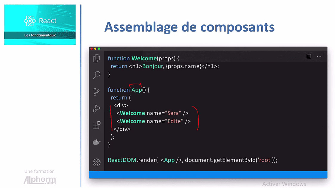 MEILLEUR TUTO GRATUIT React : Les fondamentaux Composants et props ...