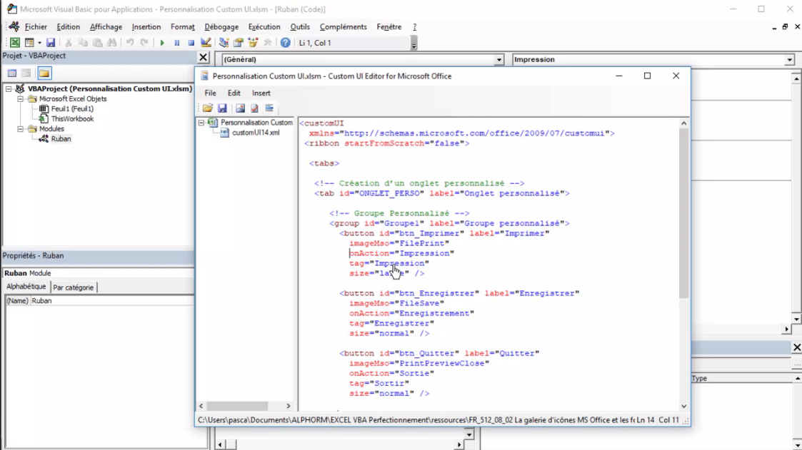 Meilleur Tuto Gratuit Excel 2016 Vba Perfectionnement La Galerie D Icones Ms Office Et Les Fonctions Callbacks Alphorm Com