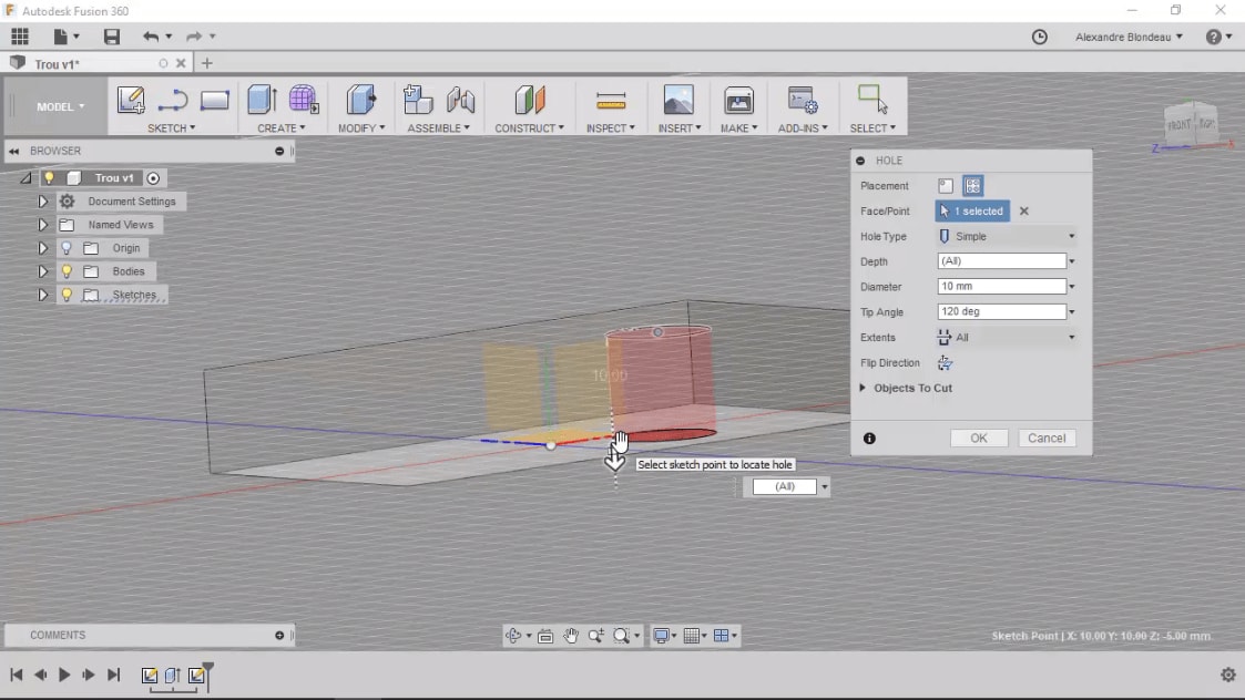 Meilleur Tuto Gratuit Fusion 360 Les Fondamentaux L Outil Trou Hole Alphorm Com