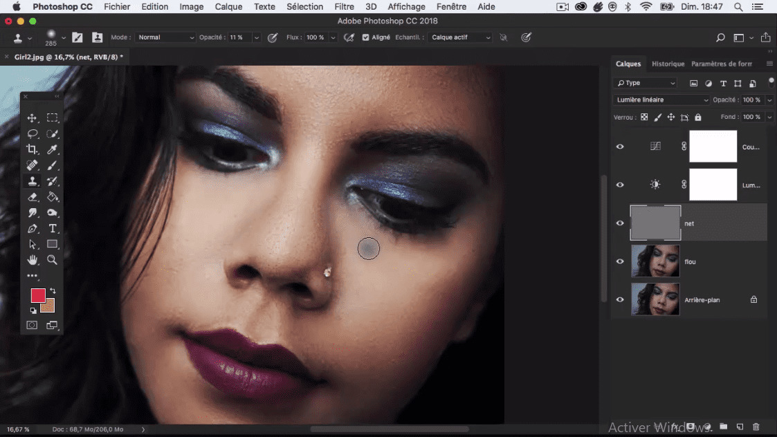 Meilleur Tuto Gratuit Adobe Photoshop Cc 18 Retouches Photos Naturelles Et Rapide Outil Tampon Pour Le Grain De La Peau Alphorm Com