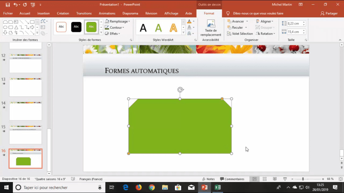 MEILLEUR TUTO GRATUIT PowerPoint 2019 L'essentiel Formes automatiques