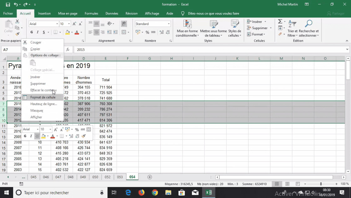 MEILLEUR TUTO GRATUIT Excel 2019  L'essentiel Insérer lignes et