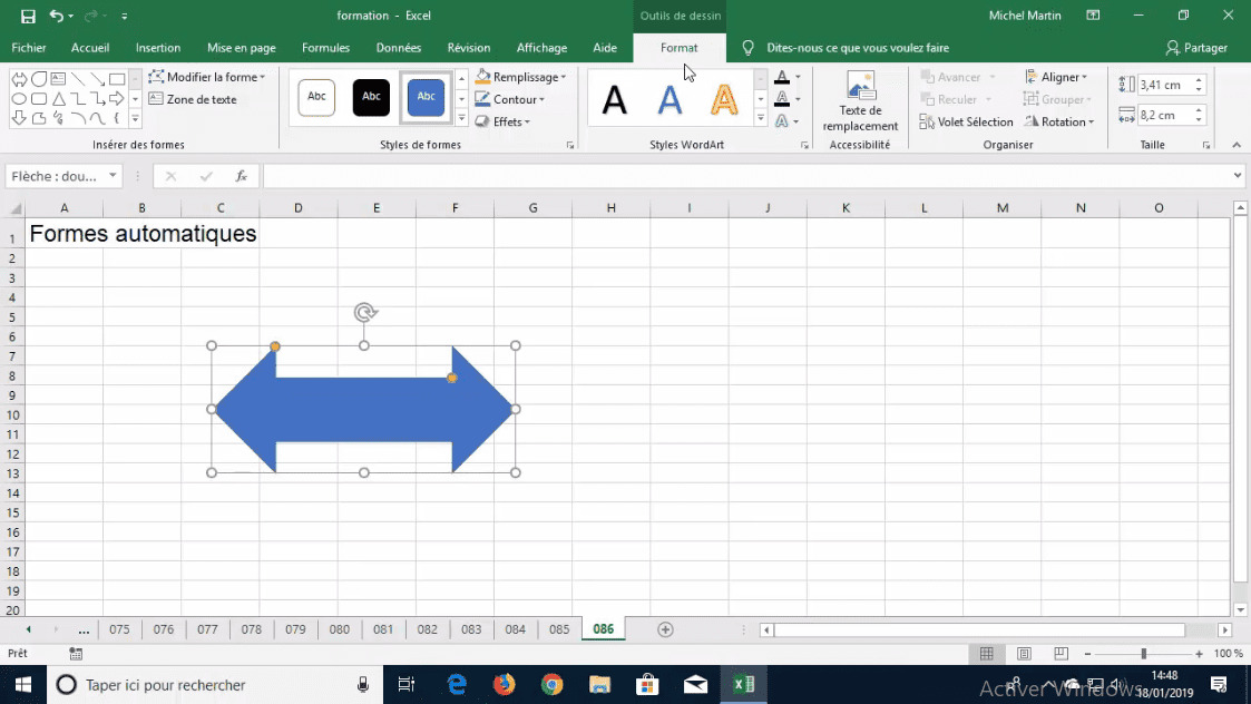 Meilleur Tuto Gratuit Excel 2019 Lessentiel Formes Automatiques 6939