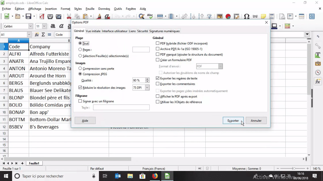 Meilleur Tuto Gratuit Libreoffice Calc Lessentiel Exporter Un Classeur Au Format Pdf 8521