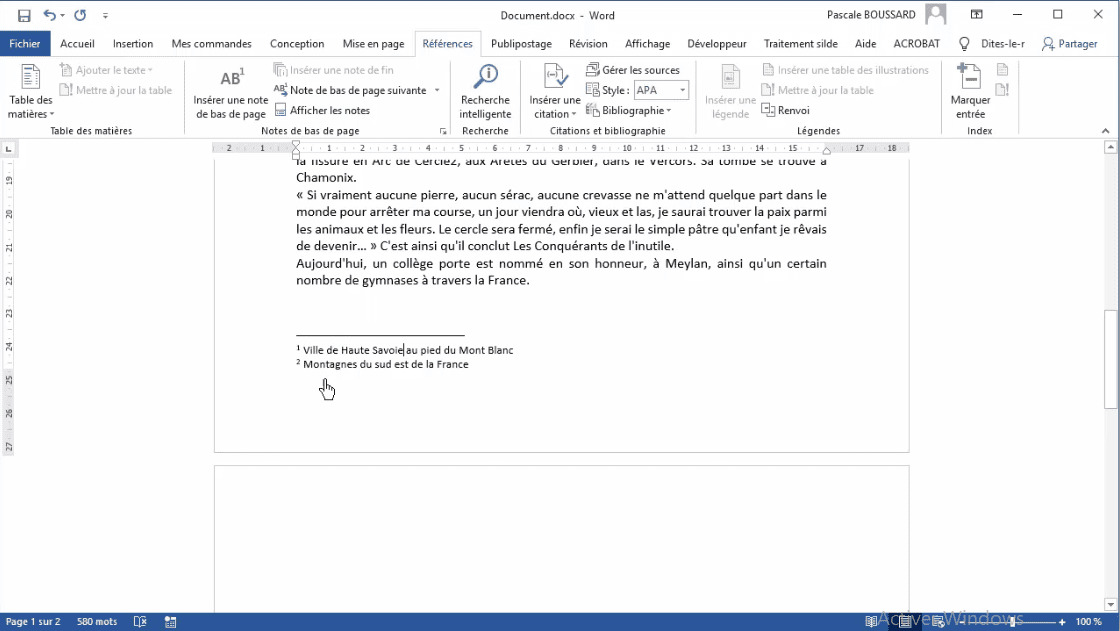 MEILLEUR TUTO GRATUIT Word 2016 Expert Créer des notes de bas de page