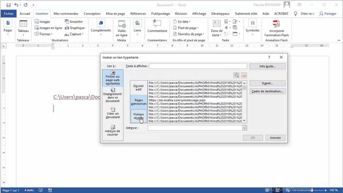 Meilleur Tuto Gratuit Word 16 Expert Inserer Un Lien Hypertexte Alphorm Com