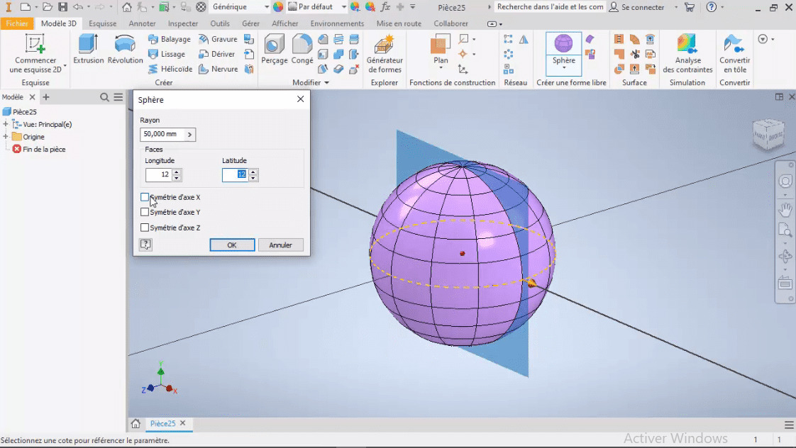 make a sphere in autodesk inventor