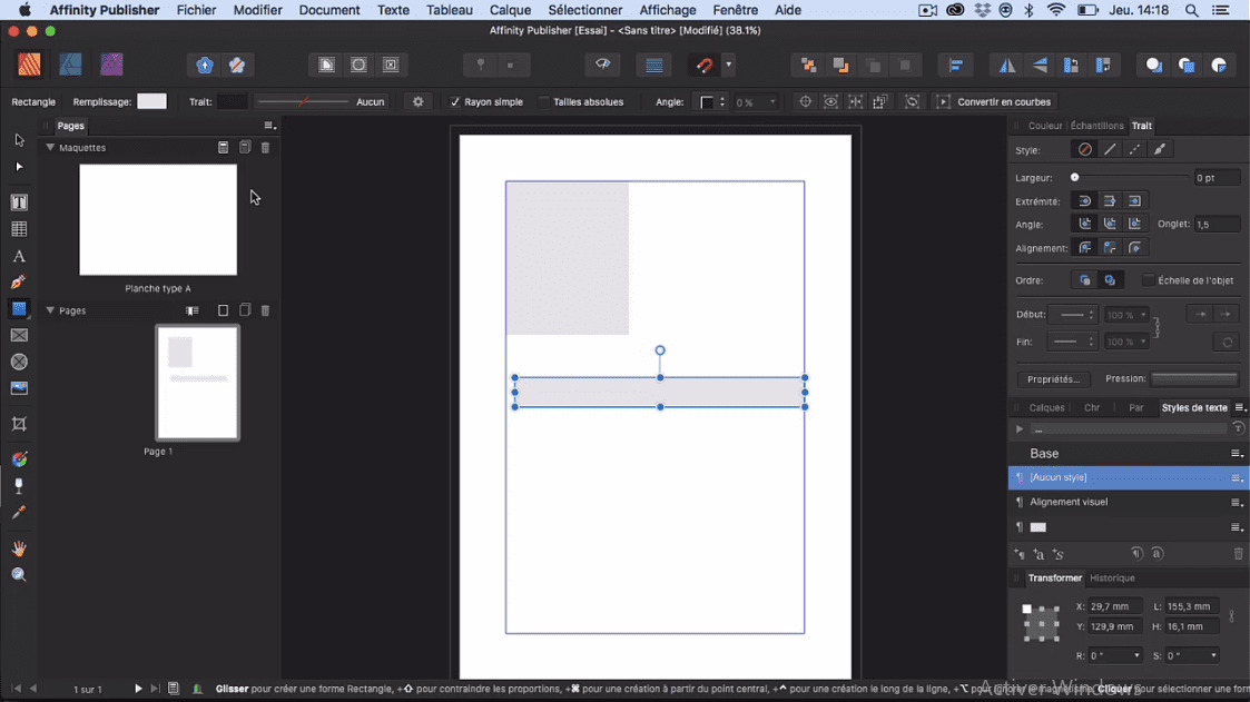 MEILLEUR TUTO GRATUIT AFFINITY Publisher L'essentiel Dessiner un rectangle