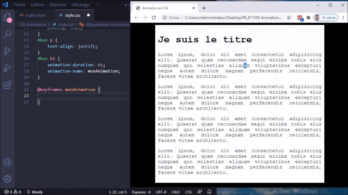 MEILLEUR TUTO GRATUIT CSS  Ateliers Complets de Base Animer un texte