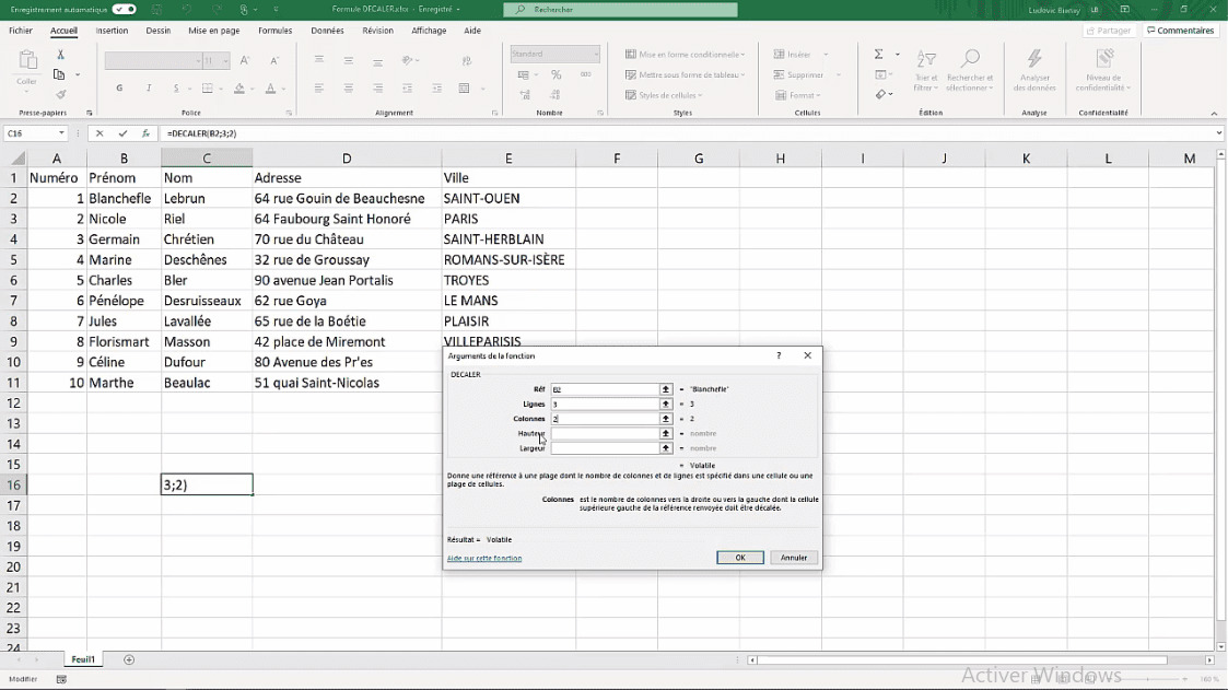 MEILLEUR TUTO GRATUIT Excel 2019 : Niveau Expert Formule DECALER ...