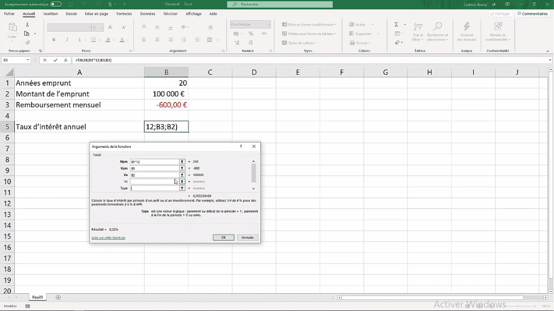 Meilleur Tuto Gratuit Excel 2019 Niveau Expert Formule Taux 5751