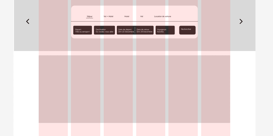 Localisation du carrousel dans le wireframe sur Figma.