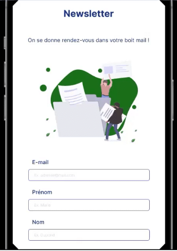 Rendu final du projet de formulaire dans Figma, étape finale du tutoriel