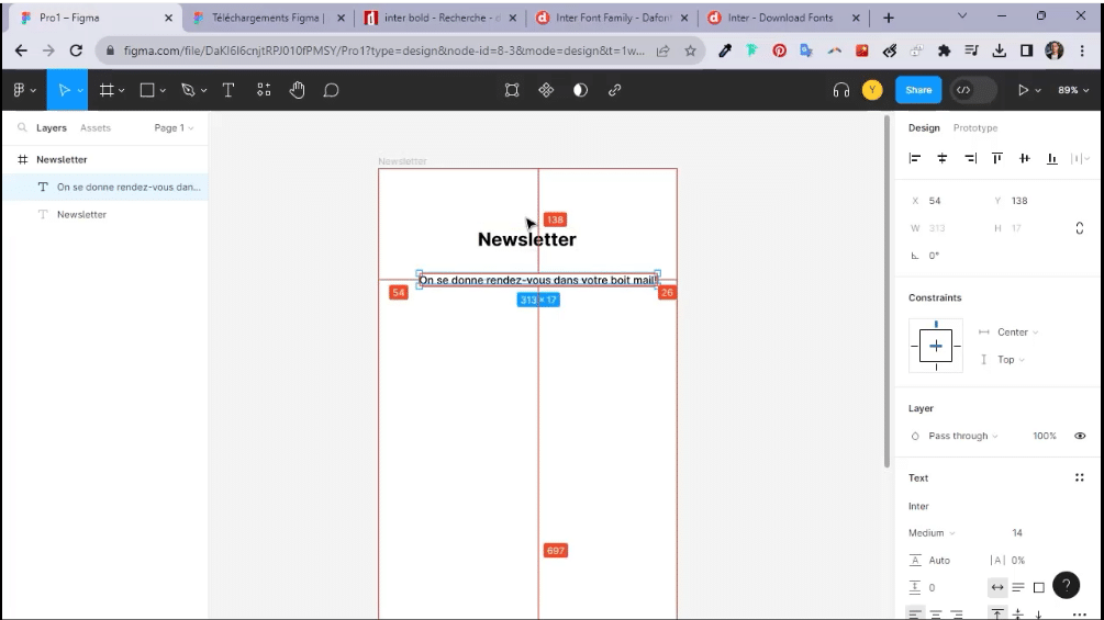 Création d'un bouton dans Figma pour le projet de formulaire