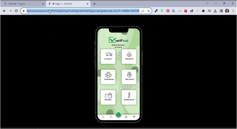Nouveau test du prototype sur Figma, vérification des fonctionnalités