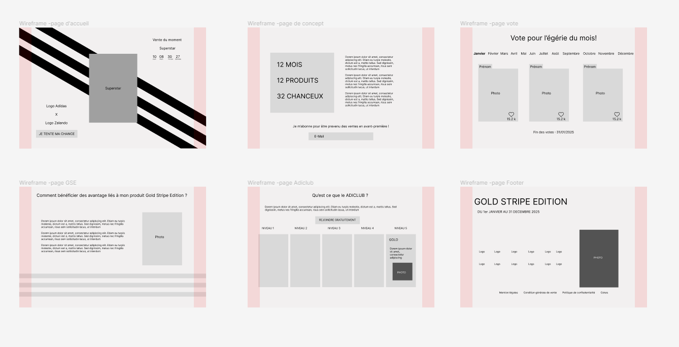 Conception de la page Gold Stripe Edition sur Figma