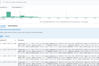 Interface Kibana Discover avec liste de logs