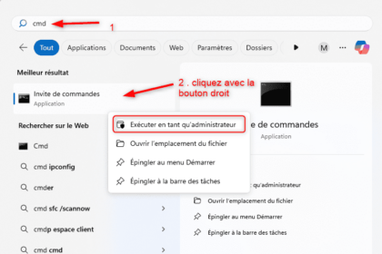 Exécution CMD en admin sur Windows 11