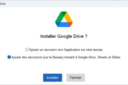 Fenêtre d'installation de Google Drive.