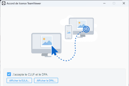Écran d'accord de licence de TeamViewer