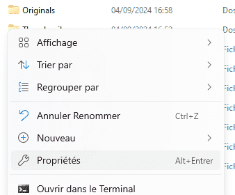 Menu contextuel dans Windows 11