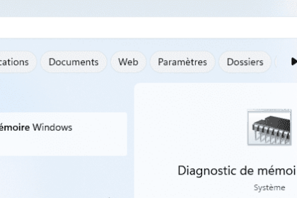 Recherche Windows pour diagnostic mémoire