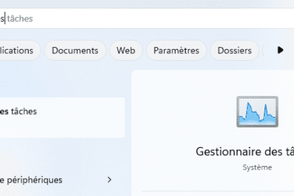Recherche du Gestionnaire des tâches Windows