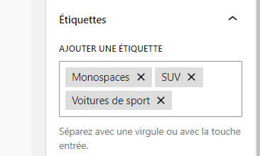 Ajouter des étiquettes dans WordPress