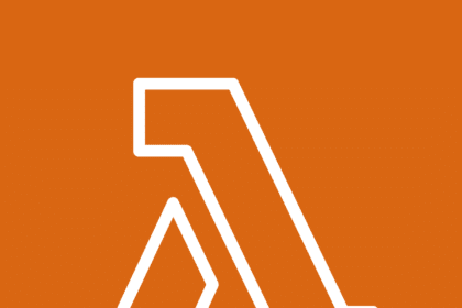 Logo AWS Lambda blanc sur fond orange