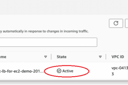 Capture d'écran AWS Load Balancer actif