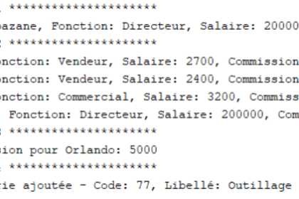 Extraits de code PL/SQL sur salaires et commissions