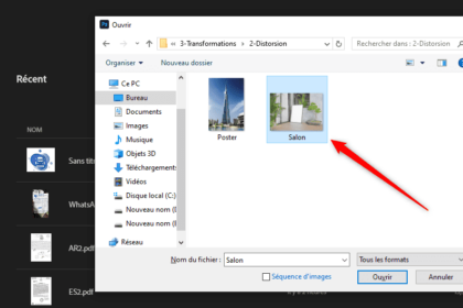 Fenêtre Photoshop avec options de fichier