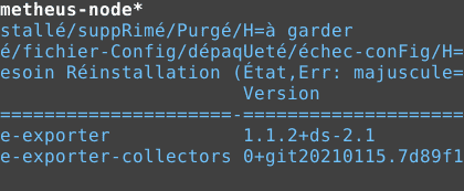 Commande dpkg montrant Node Exporter Prometheus