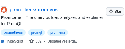 Capture d'écran PromLens sur GitHub