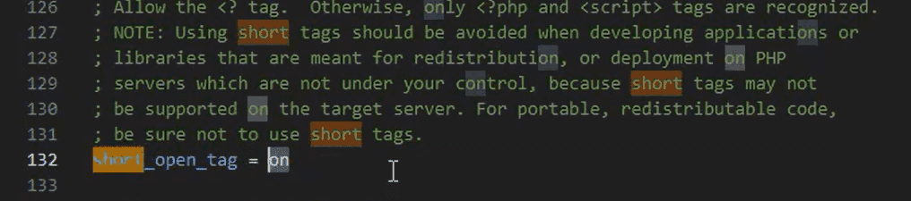 Extrait code PHP avec short_open_tag on