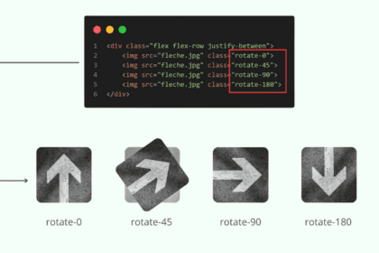 Code Tailwind CSS et rotations d'images de flèches