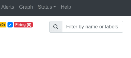 Interface d'alertes Prometheus avec filtres