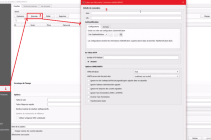 Interface utilisateur pour connexion WMS dans QGIS