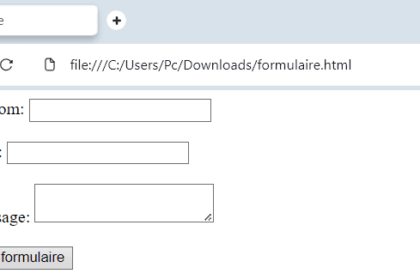 Formulaire HTML avec champs nom et message
