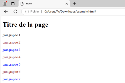 Page HTML utilisant pseudo-classe :nth-child