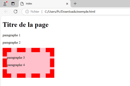 Exemple de bordures CSS en style pointillé rouge