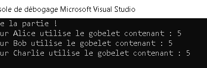 Exécution console montrant copie objet C++