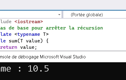 Code C++ avec template variadique