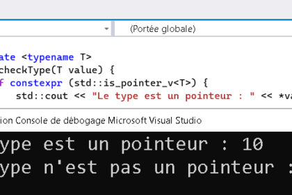 Code C++ vérifiant si le type est un pointeur